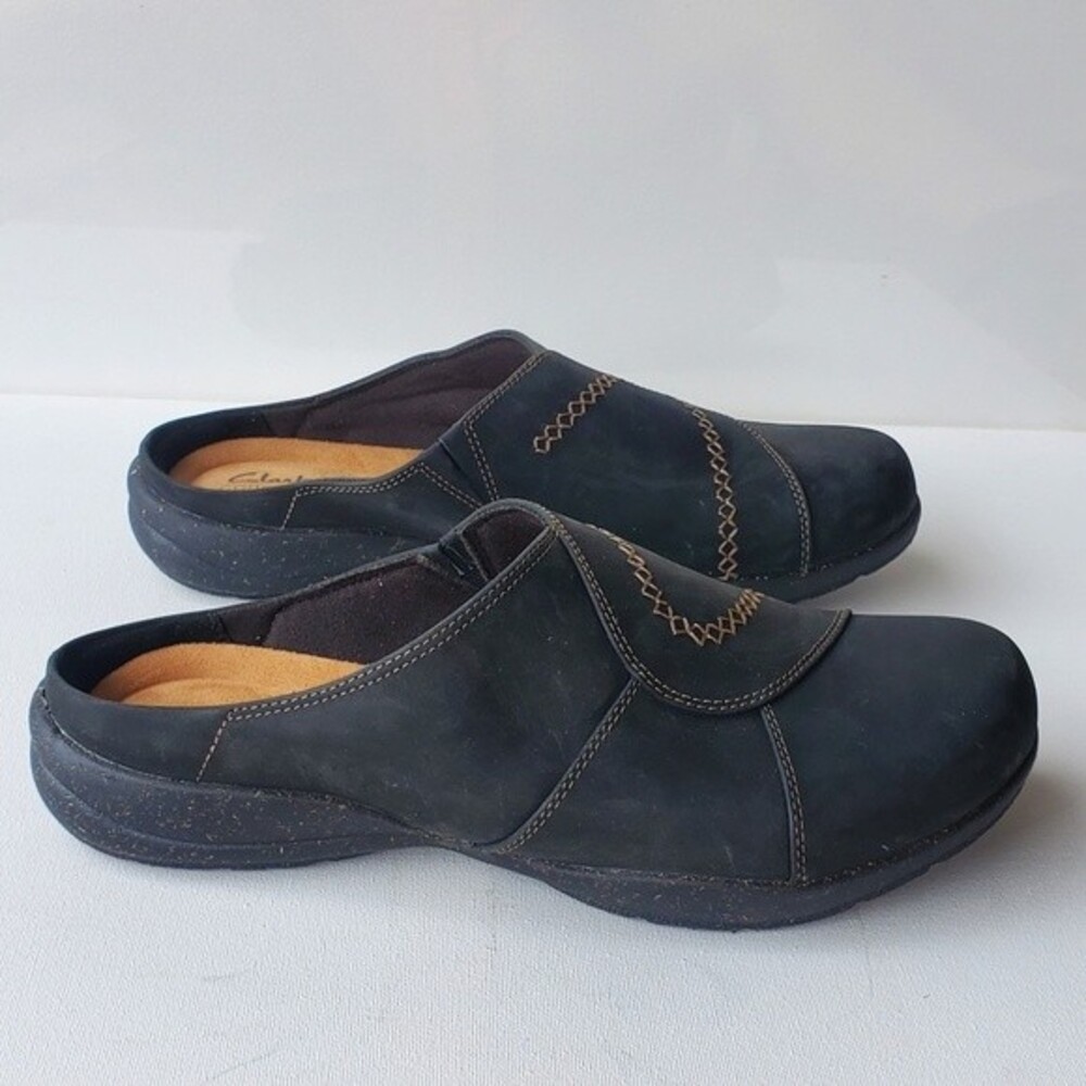 Clarks Collection Roseville Faye Clog Black Leather Womens 11 NWOB - Picture 3 of 8